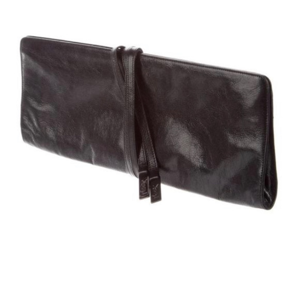 💯 YSL Yves Saint Laurent Leather Tie Clutch